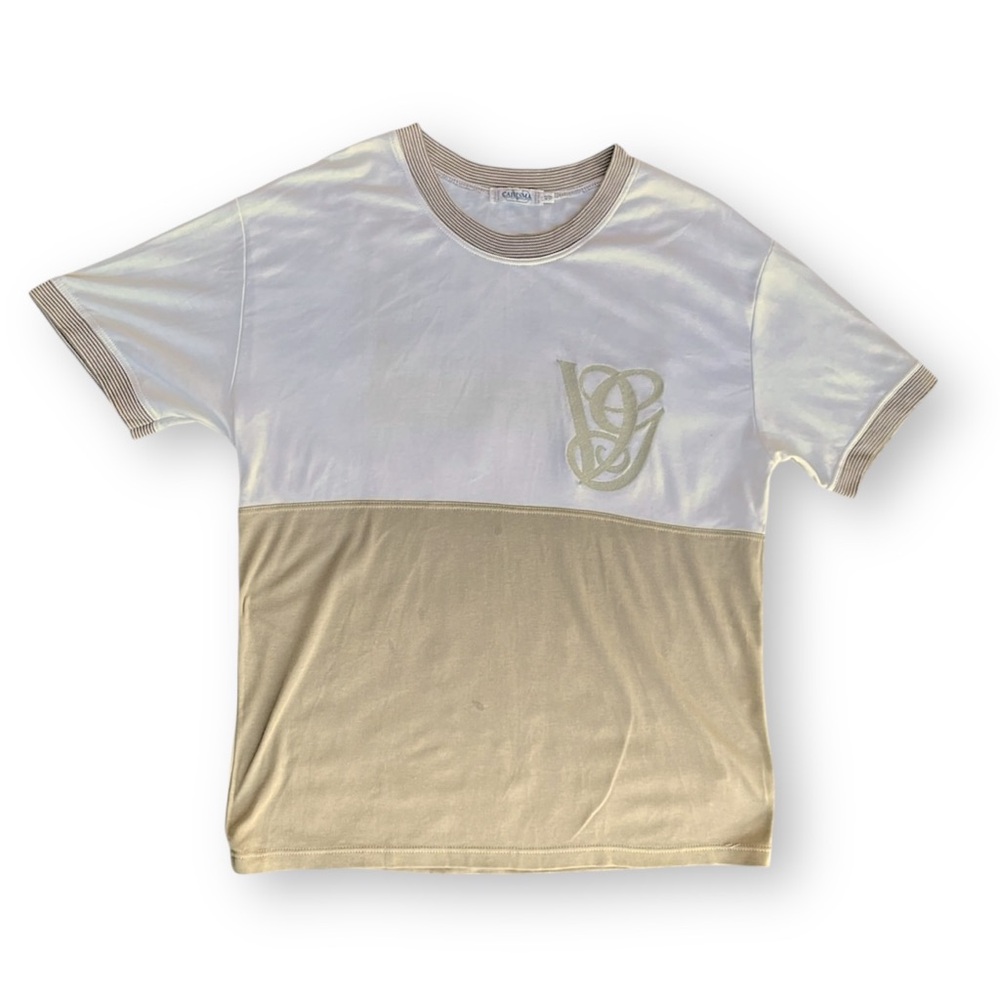 Vintage Charisma Cream & White Colorblock Logo Tee
